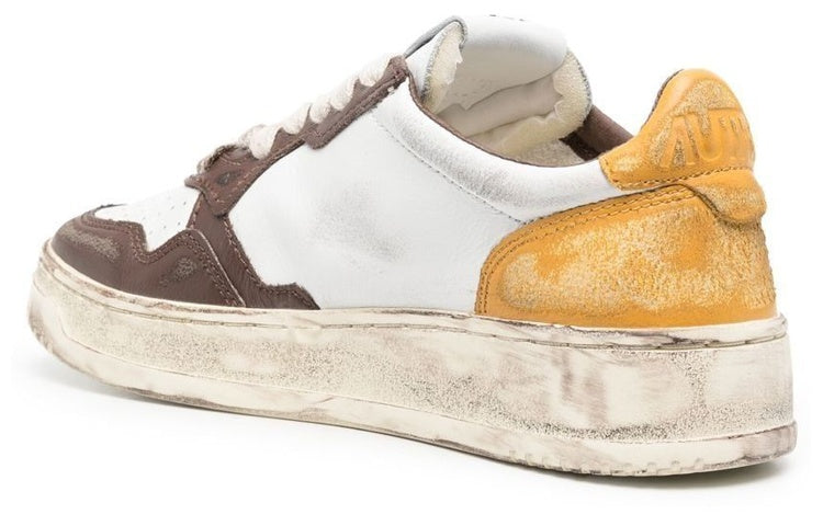 (WMNS) Autry Medalist Low Super Vintage Sneakers 'White Brown Yellow' AVLW-SV12