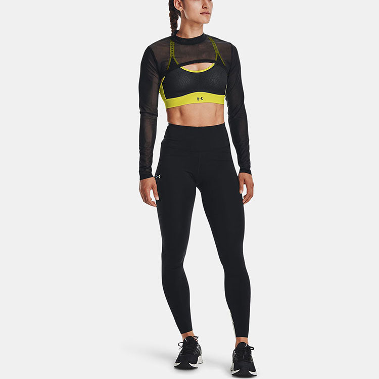 (WMNS) Under Armour Crop High Neck Long Sleeve Top Black 1365997-001