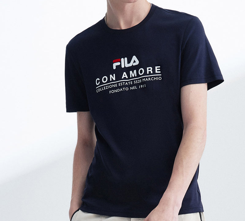 FILA Logo Printing Cotton Short Sleeve Blue F11M028114F-NV