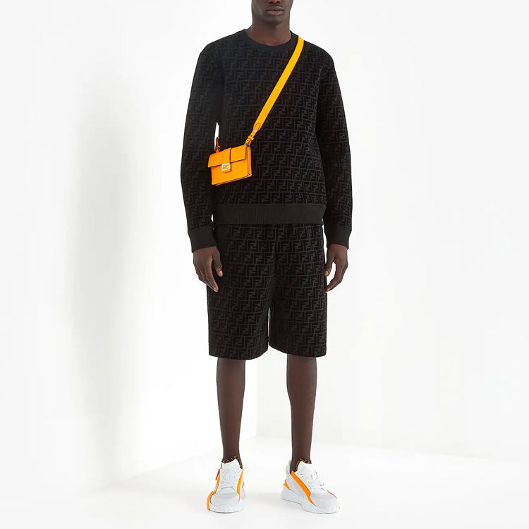 FENDI SS21 Round Collar Long Sleeve Male Black FY1077AFRJF0ABB