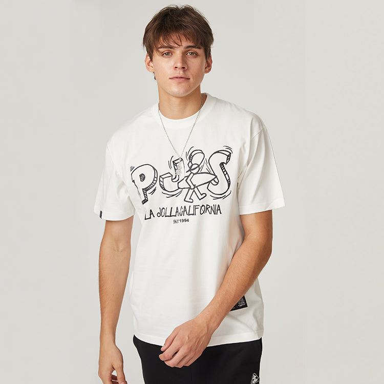 PJs Vigor Surf Alphabet LOGO Basic Pattern Casual Pure Cotton Unisex White 20SSTS1005-P