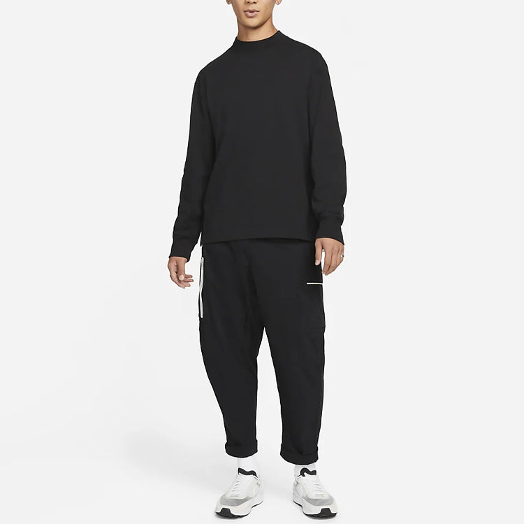 Nike Logo Pattern Loose Round Neck Long Sleeves Couple Style Black DD7029-010