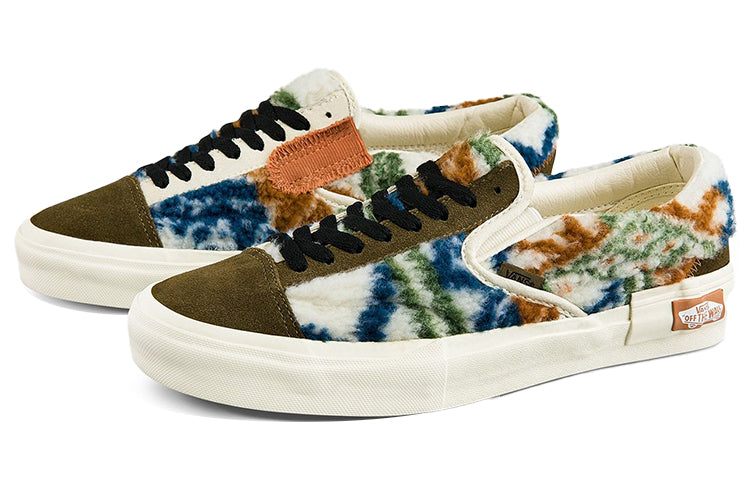 Vans Slip-On Plush Splicing Retro Colorblock Casual Skate Shoes Unisex Green VN0A3WM52UZ