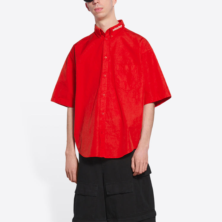 Balenciaga Short Sleeve Shirt 'Red' 671589TYB186403