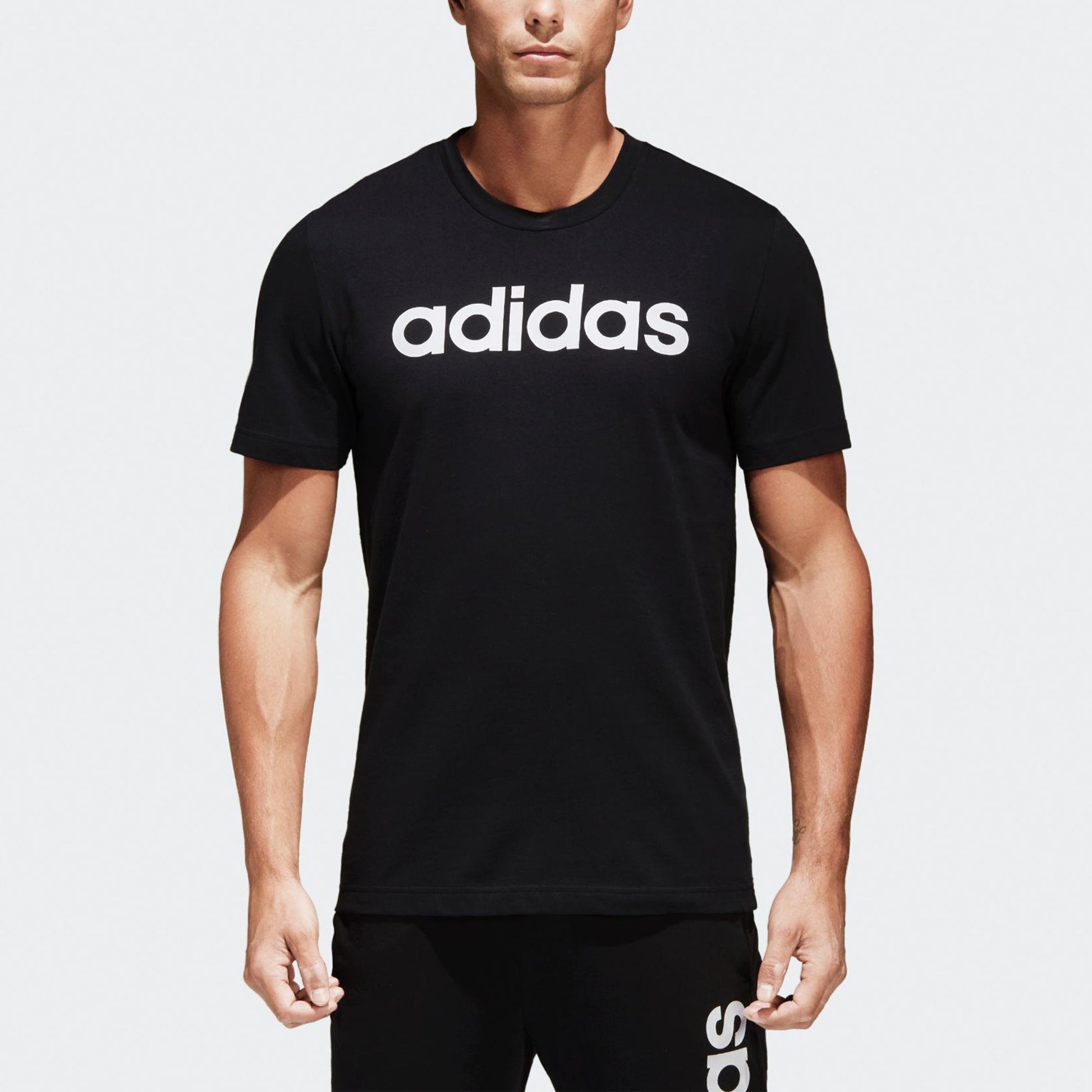 adidas Comm M Tee Logo Printing Sports Knit Short Sleeve Black BR4066
