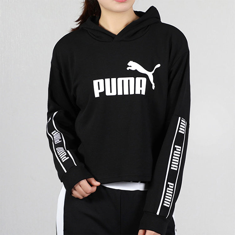 (WMNS) PUMA ESS Tape Hoodie 'Black' 581059-01