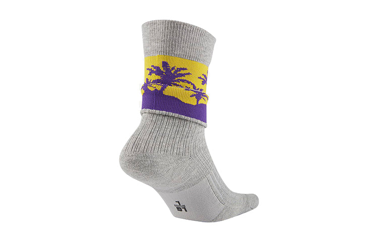 Nike Courtside Los Angeles Lakers Soft Knit Sports Socks Couple Style One Pair dark grey Gray CK6901-063