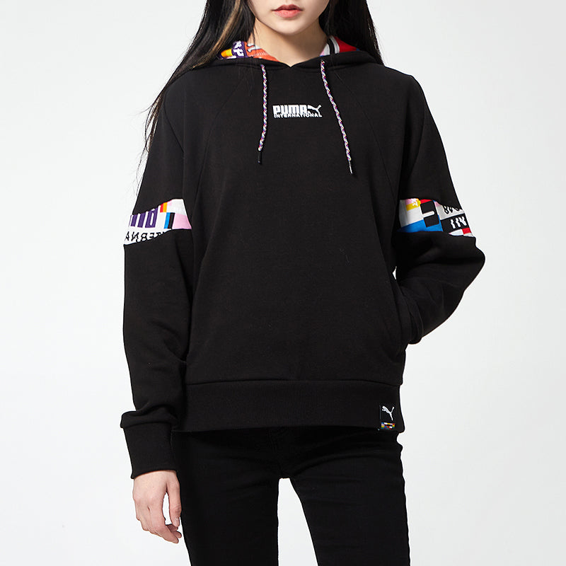 (WMNS) PUMA International Hoodie 'Black White' 531351-01