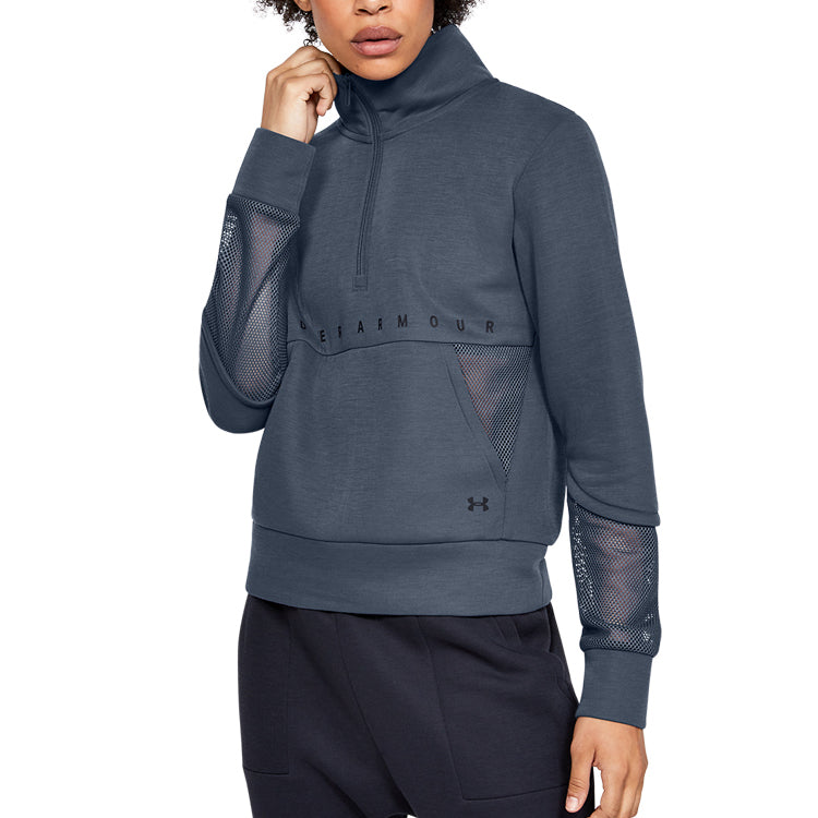 (WMNS) Under Armour Splicing Pocket High Collar Gray 1348546-044