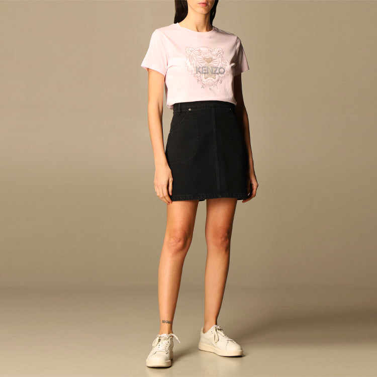 KENZO SS21 Printing Tiger Head Short Sleeve Pink FB52TS8464YB-34