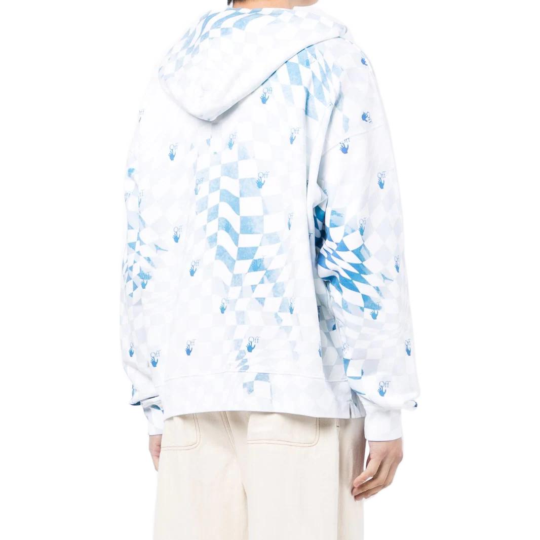 Men's Off-White SS22 Grid Logo Printing Pullover Version Blue White OMBB085G21FLE0030145