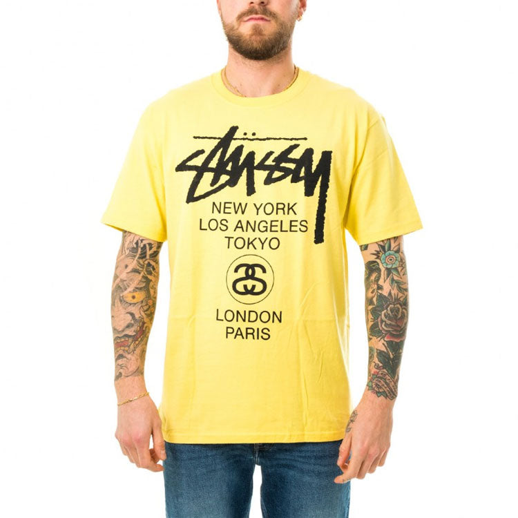 Stussy World Tour Tee Classic Short Sleeve Unisex Yellow 3903514-YELLOW