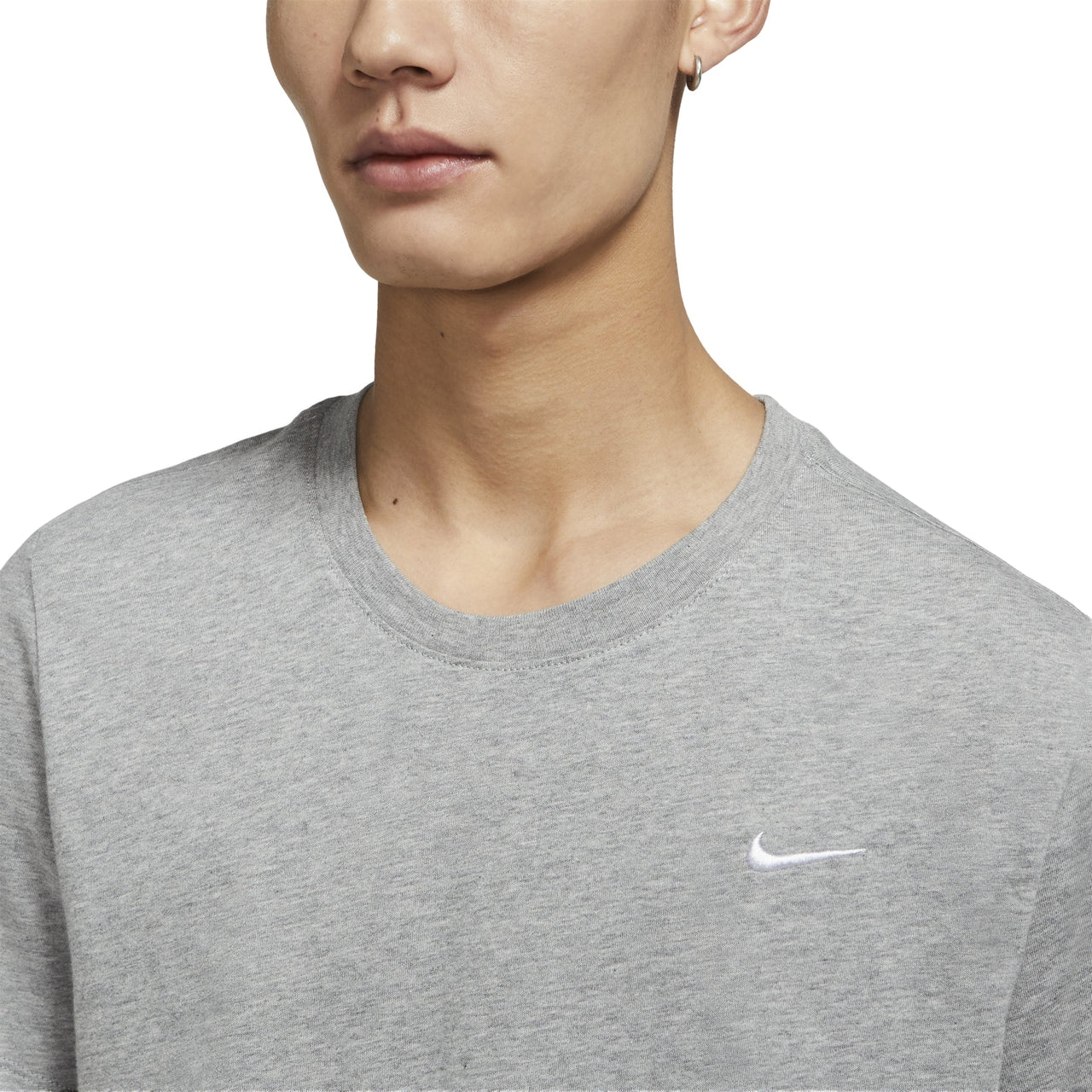 Nike Sportswear Solid Color Embroidered Logo Micro Mark Round Neck Casual Short Sleeve Gray BV0508-063