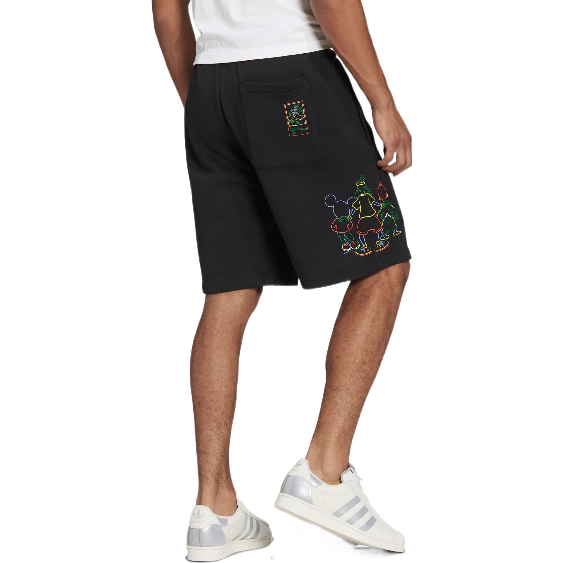 adidas originals Solid Color Cartoon Mickey Pattern Straight Sports Shorts Black HF4930