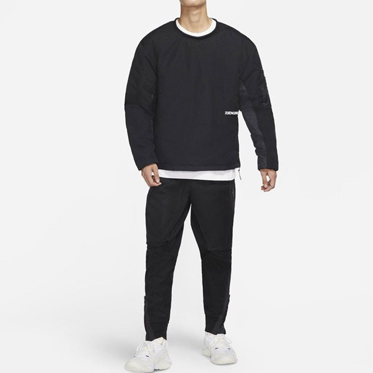 Air Jordan 23 Engineered Contrast Color Stitching Round Neck Pullover Padded Clothes Black DC9657-010