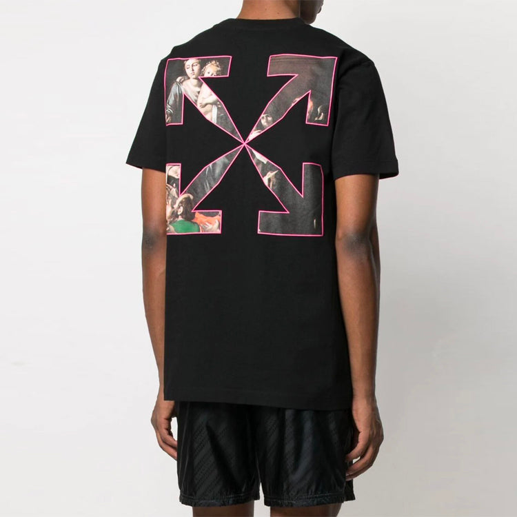 Off-White Sprayed Caravaggio Short-Sleeve Slim Tee 'Black' OMAA027S21JER0101001