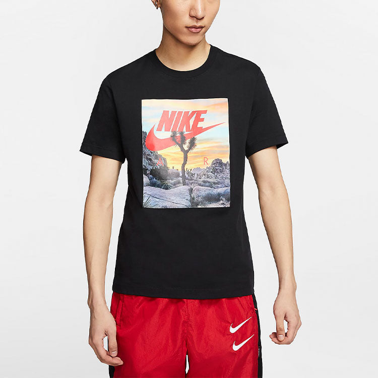 Nike Sportswear Printing Pattern Round Neck Short Sleeve Black CT6885-010