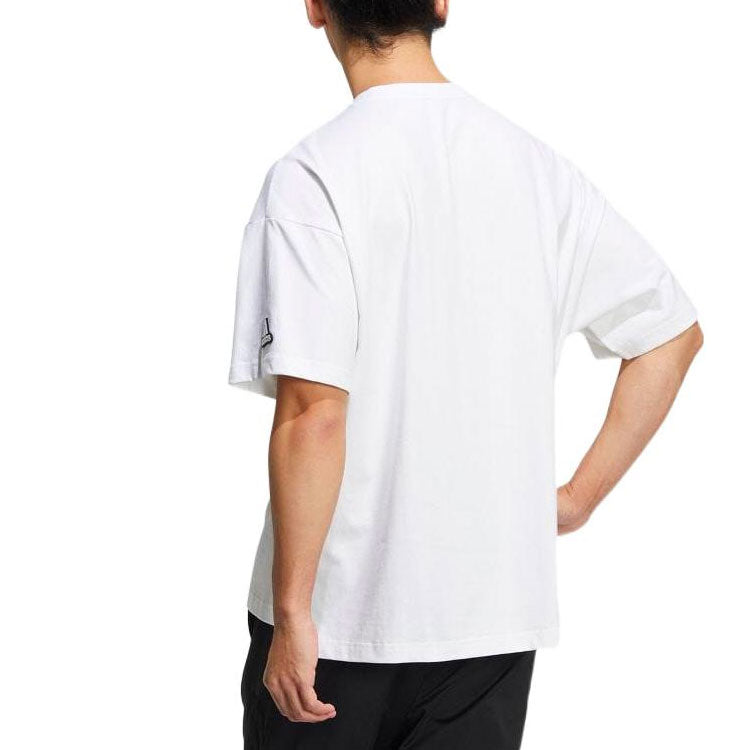 Men's adidas Solid Color Round Neck Casual Sports Short Sleeve Japanese Version White T-Shirt HN0404