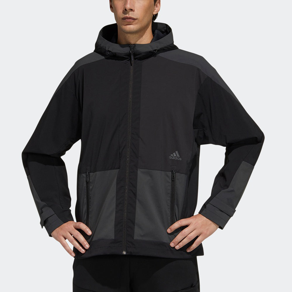 adidas Sports Training Woven Windproof hooded Logo Jacket Black H40220