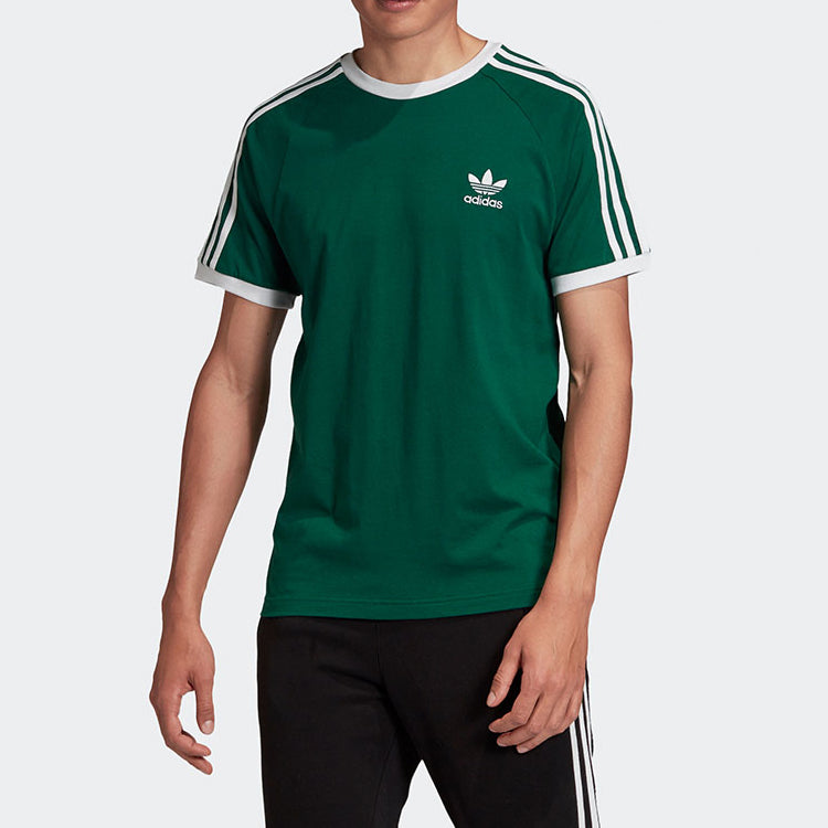 adidas originals 3-Stripes Tee Casual Round Neck Loose Logo Stripe Short Sleeve Dark Green GD9935