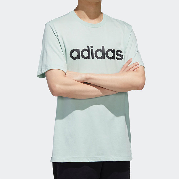 adidas neo M ESNTL LOGO T logo Printing Sports Short Sleeve Light Green GJ8931