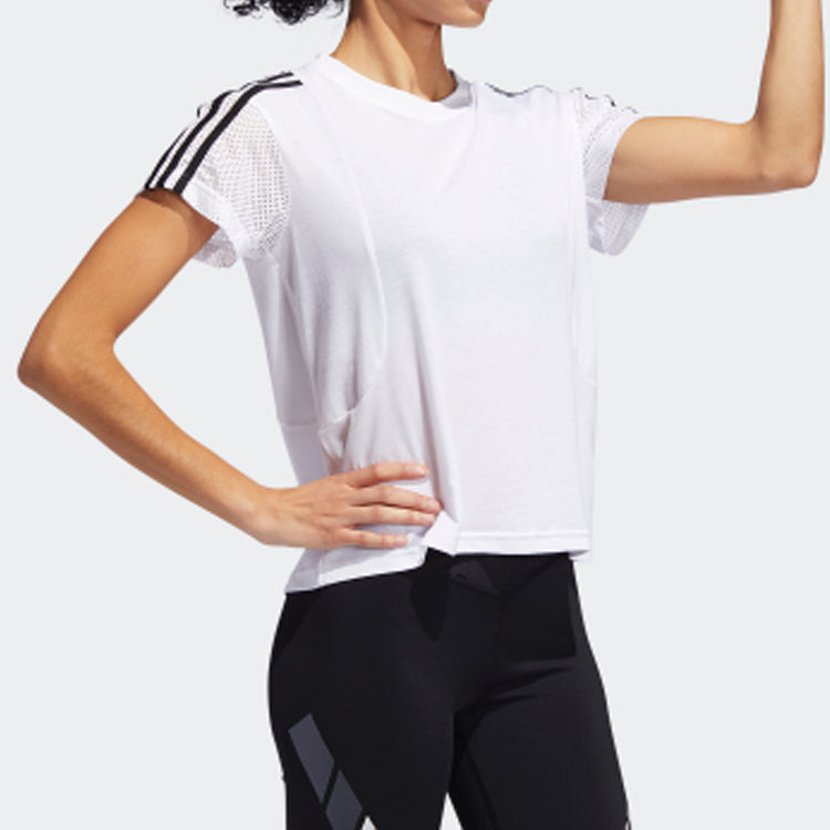 (WMNS) adidas Training Round Neck Pullover Short Sleeve 'White' EA3354