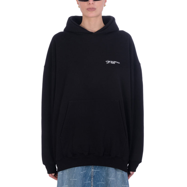 (WMNS) Balenciaga SS21 Logo otton Hoodie 'Black' 620947TKV871070