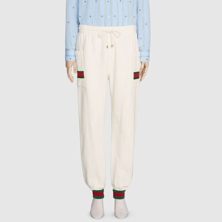 Gucci Knitted JoGGing Trousers With Webbing For Men White 625404-XJCOE-9146