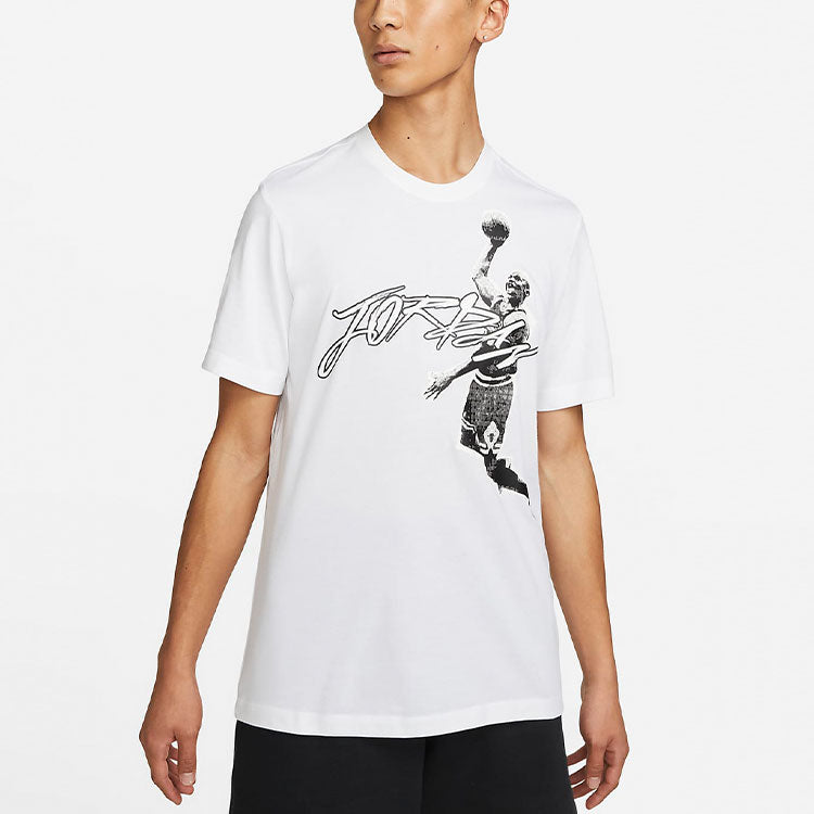 Men's Air Jordan Casual Breathable Sports Round Neck Pullover Short Sleeve White T-Shirt DH8926-100