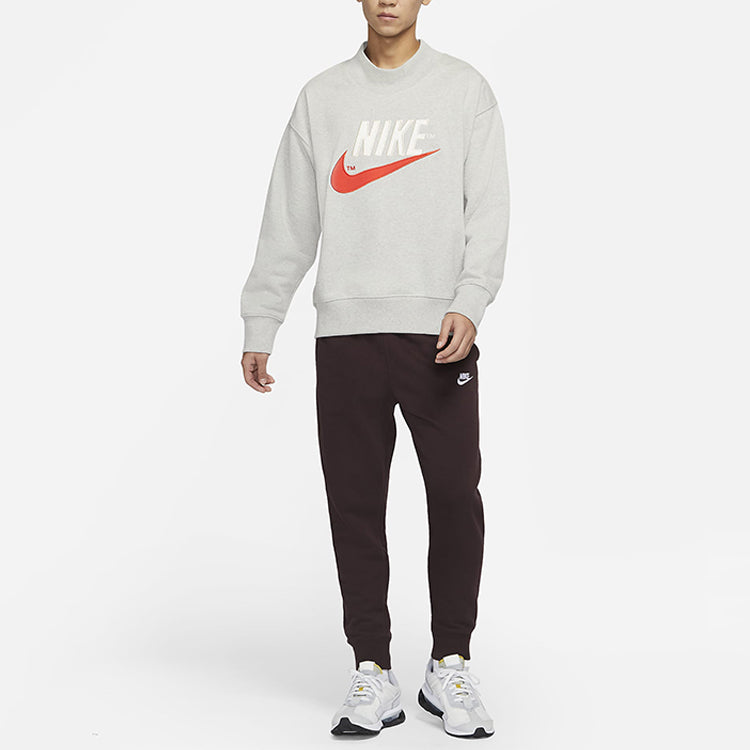 Nike Trend Capsule Series Logo Embroidered Sports Round Neck Pullover light grey DM5274-050