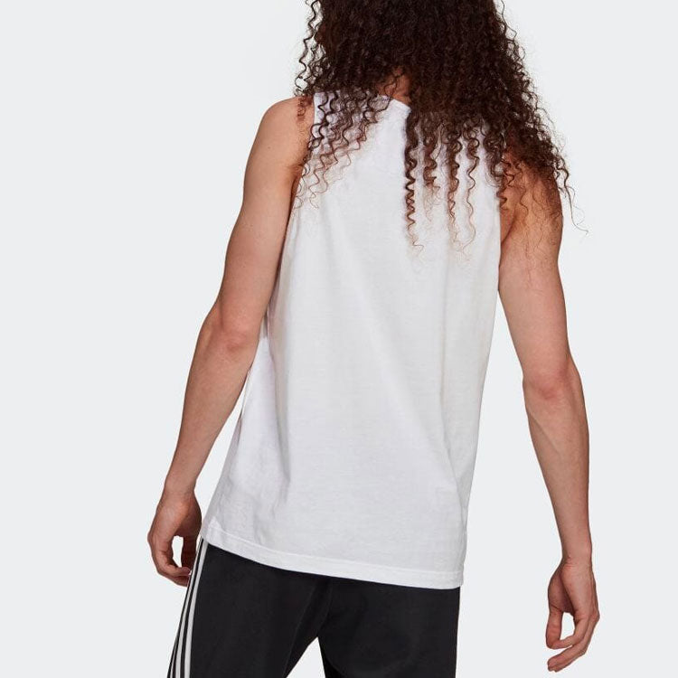 Men's adidas originals Solid Color Logo Round Neck Sports White Vest H35497