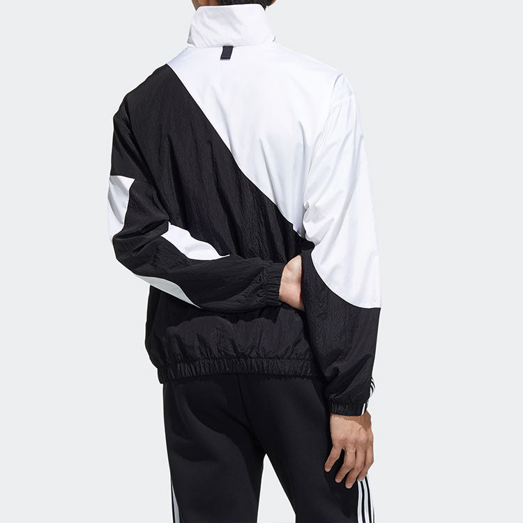 adidas neo Colorblock Stand Collar Long Sleeves Zipper Jacket Black HC9680