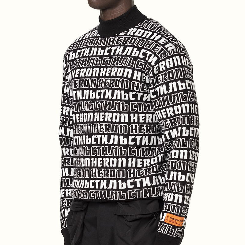 Men's HERON PRESTON Logo Pullover Black HMHF001F20KNI0021001