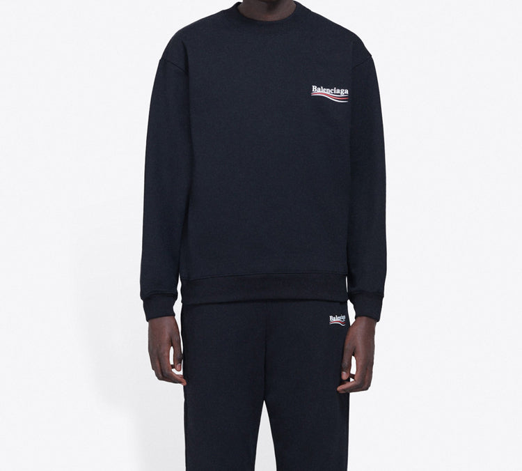 Men's Balenciaga Logo Printing Long Sleeves Black 556147TBV141000