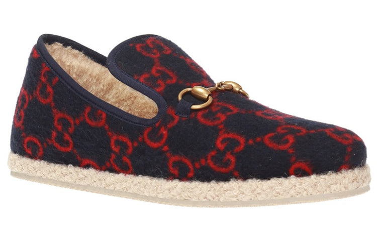 (WMNS) Gucci Wool Loafers 'Navy' 575850-G3840-4166