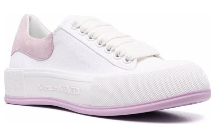 (WMNS) Alexander McQueen Deck Skate Plimsoll Lace Up 'White Lilac' 654593W4MV79490