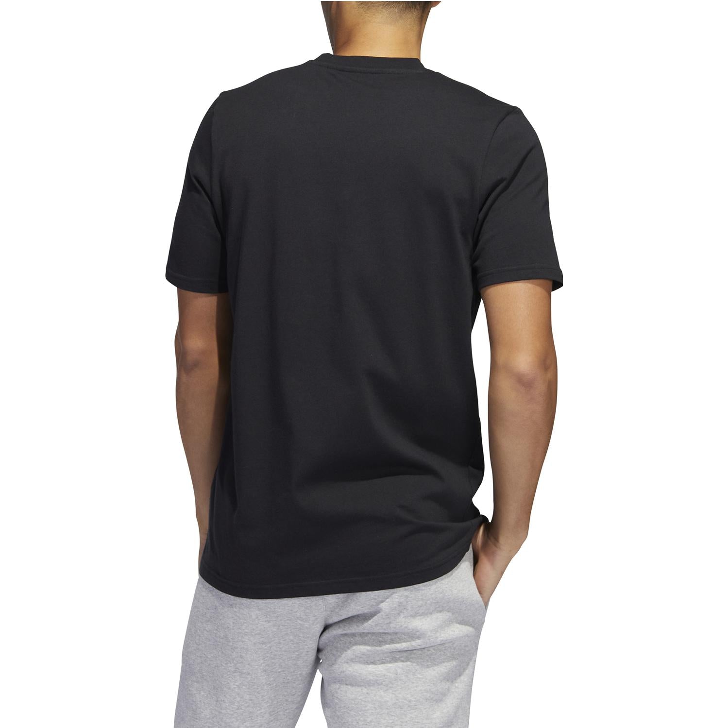 Men's adidas Logo Cartoon Pattern Printing Round Neck Short Sleeve Black T-Shirt HE4837