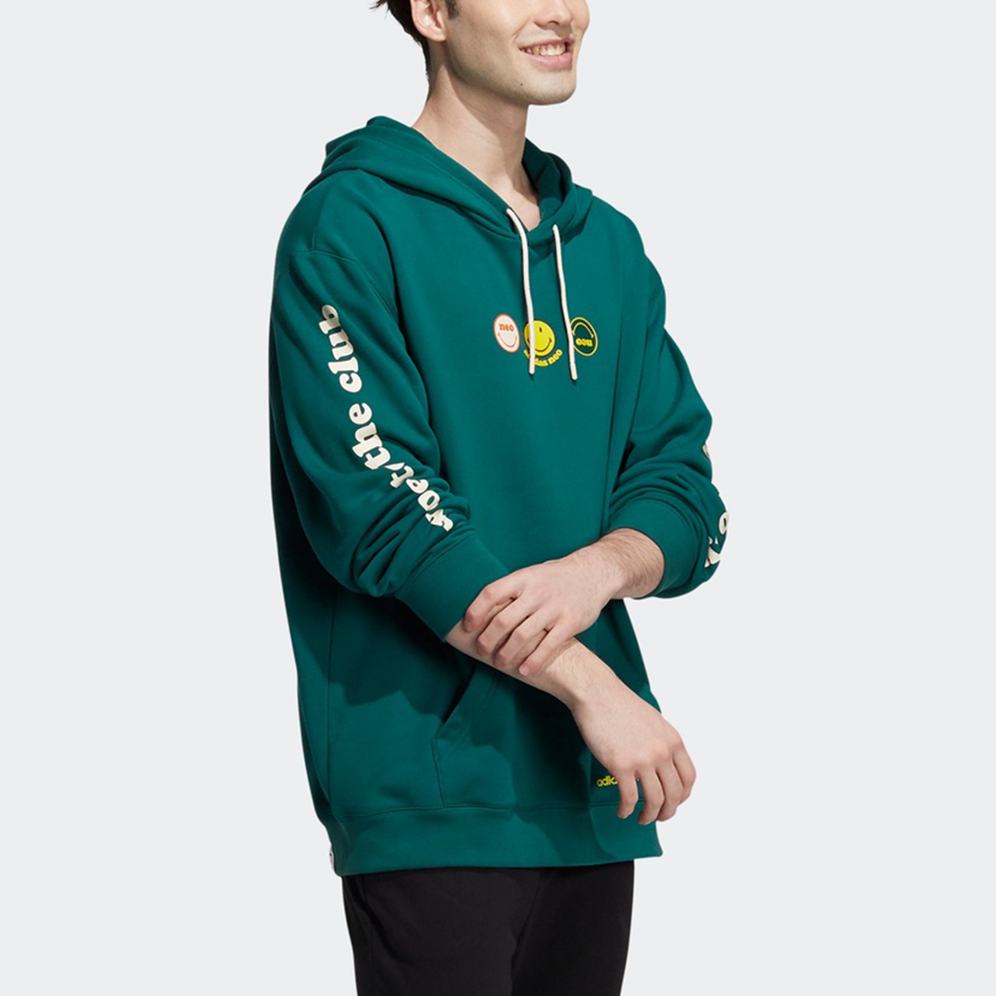 Men's adidas neo x SMILEY Crossover Alphabet Printing Sports Pullover Green H45519