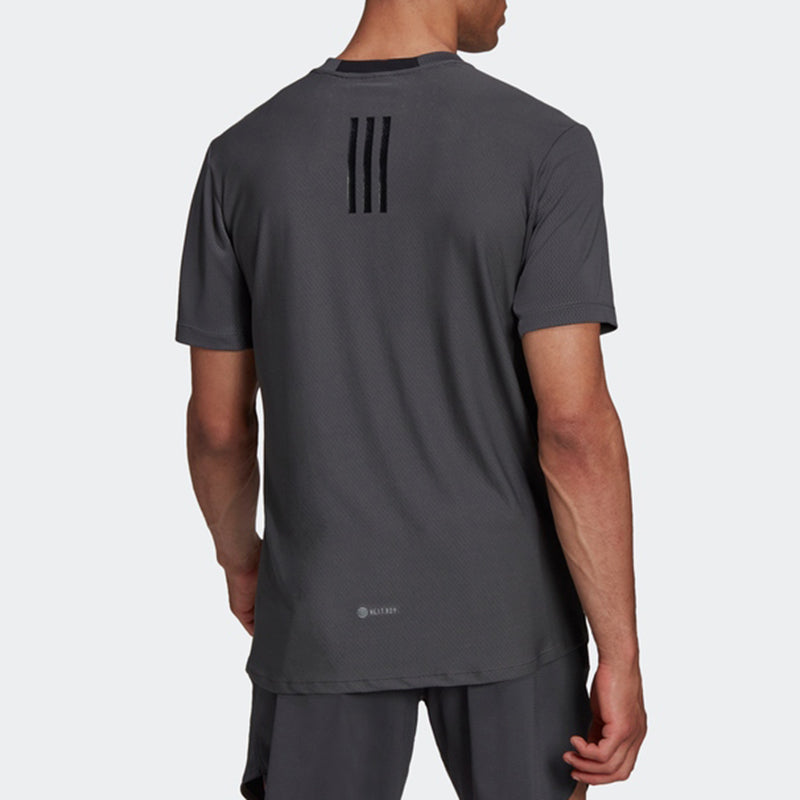 Men's adidas Solid Color Round Neck Short Sleeve Black T-Shirt HC4226