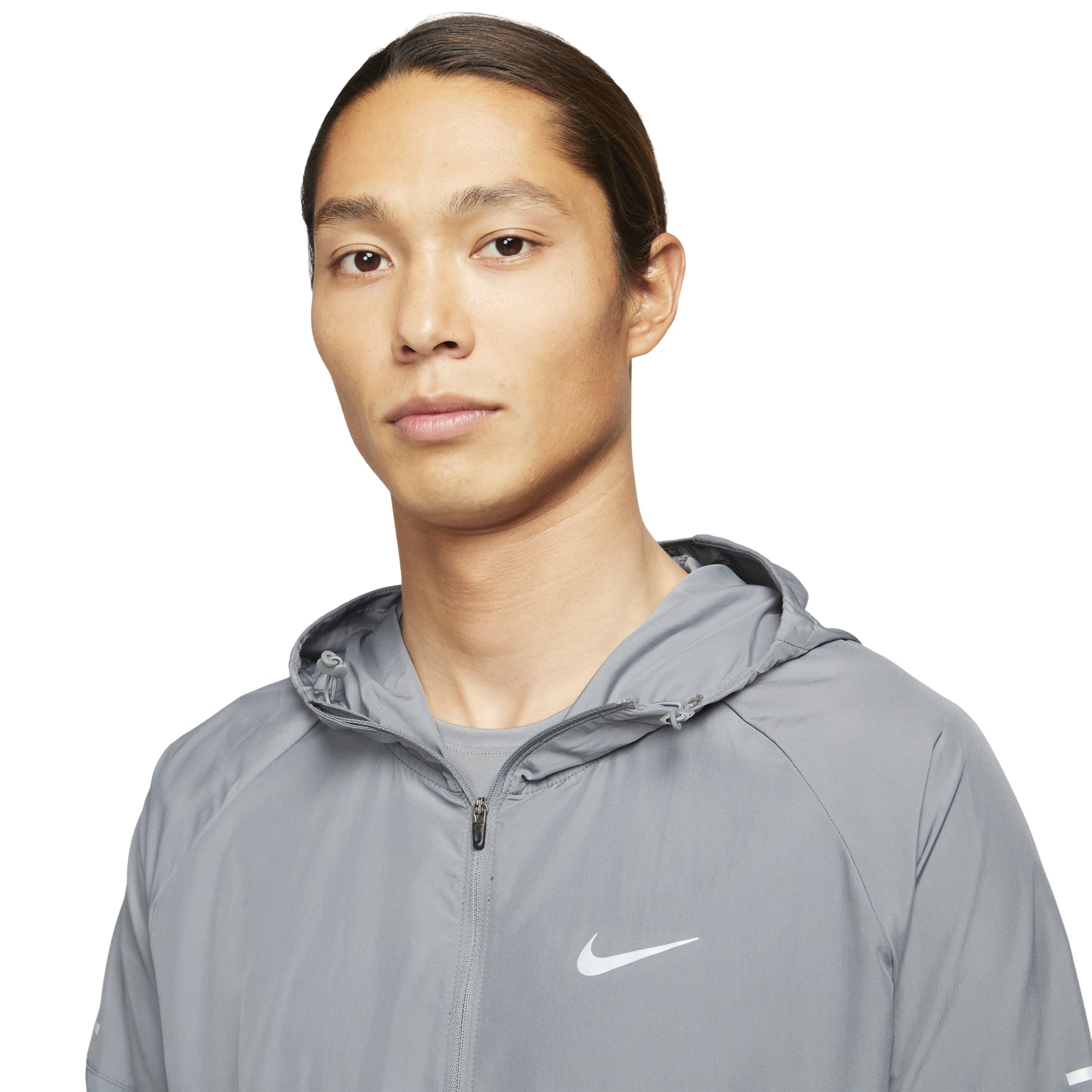 Men's Nike As Nk Rpl Miler Jkt Reflective Logo Printing Woven Sports Hooded Jacket Gray DD4747-084