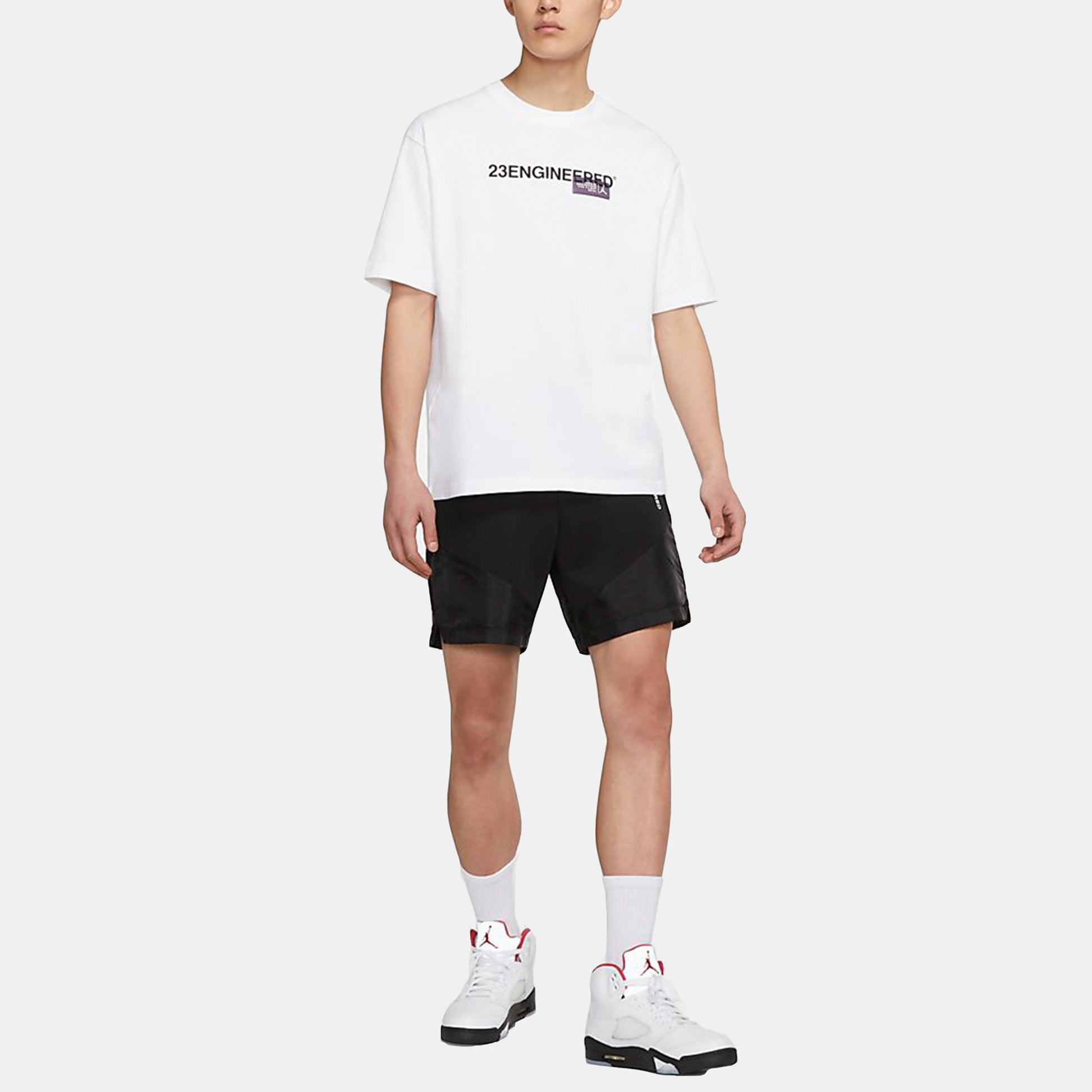 Men's Air Jordan 23 Engineered Alphabet Printing Sports Training Short Sleeve White T-Shirt CZ5182-100
