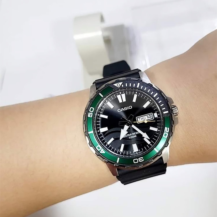 CASIO Analog 'Black Verdent Green' MTD-125-1AVDF