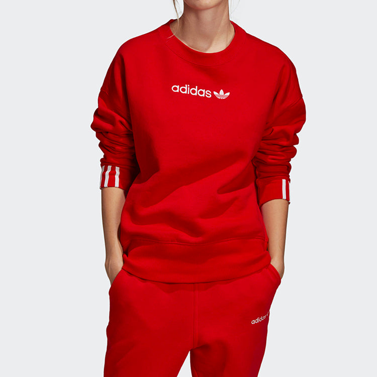(WMNS) adidas originals Round Neck Pullover Red DU7192