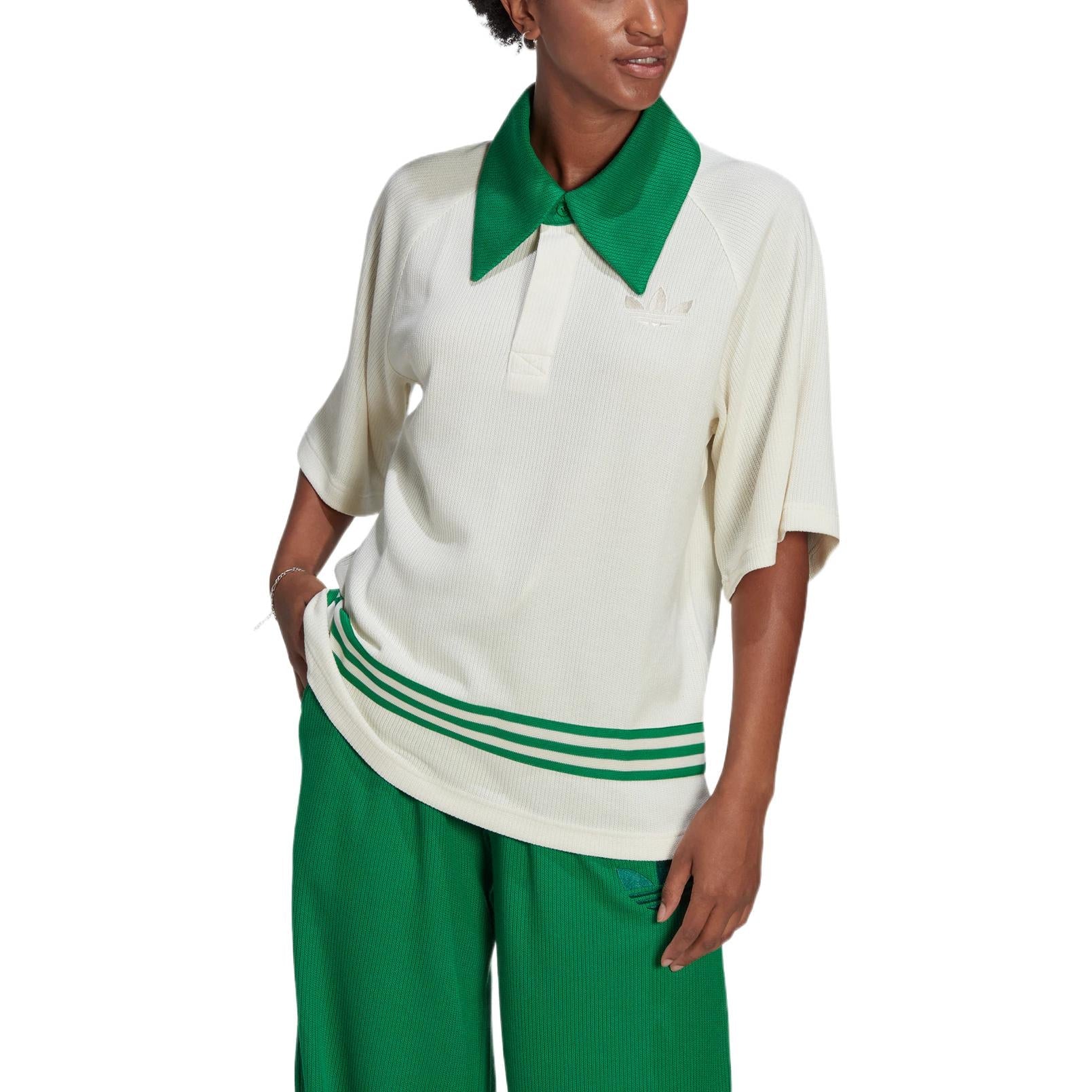 (WMNS) adidas Adicolor 70s Neck T-shirt Asia Sizing 'White Green' IB2032