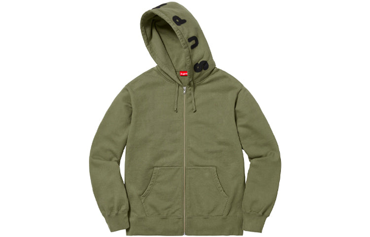 Supreme FW18 Bone Zip Up Sweatshirt Light Olive SUP-FW18-112