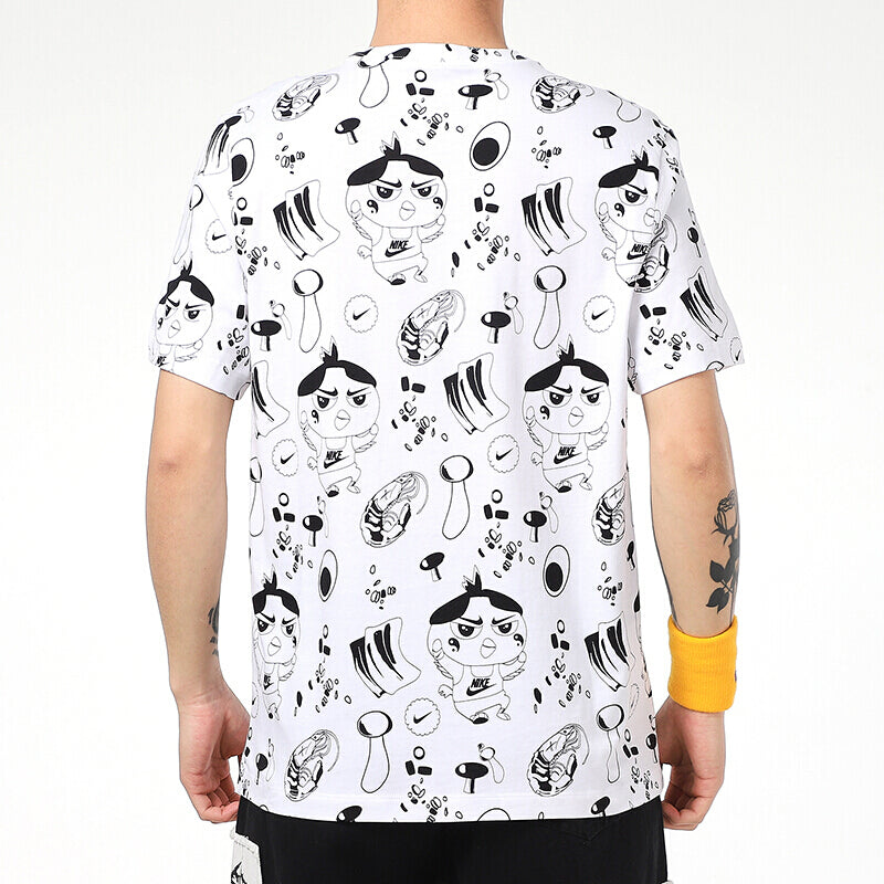 Nike Cartoon Pattern Full Print Sports Short Sleeve White DD1325-100