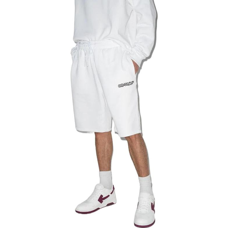 Off-White FW21 Arrow Pattern Sports Shorts Loose Fit White OMCI013S22FLE0060110