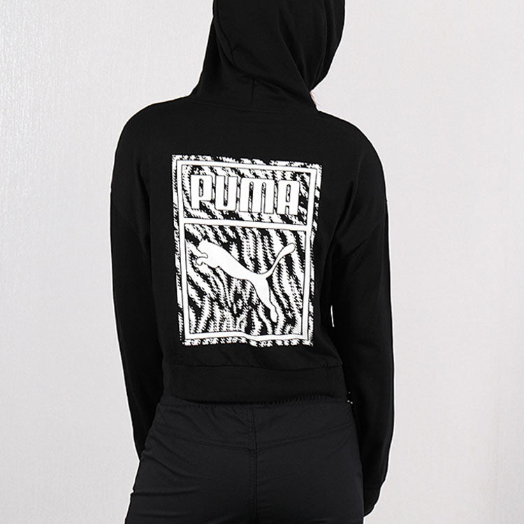 (WMNS) PUMA Logo Short Hoodie 'Black' 579612-01