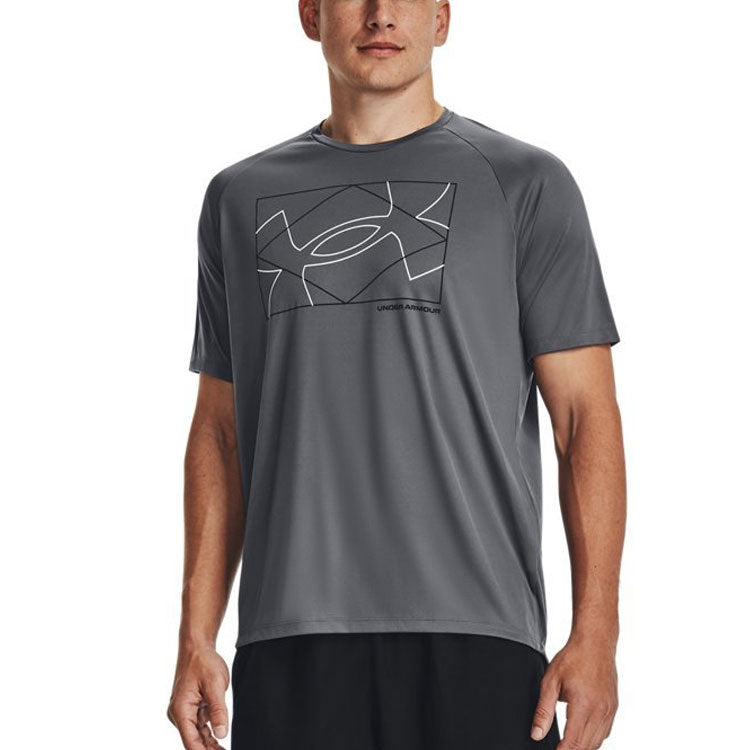 Under Armour Velocity Logo Print Round Neck Training T-shirt 'Grey' 1377141-012