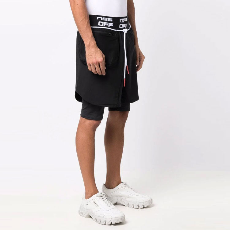 Off-White Active Arrow Pattern Sports Shorts Version Black OMVH012I21FAB0011020